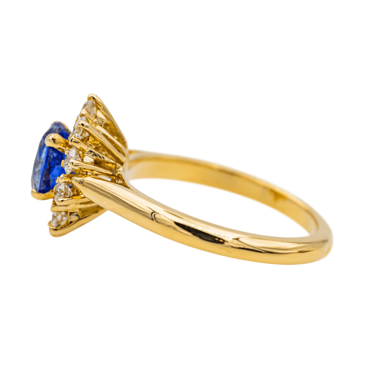 Bague Pompadour en or jaune, saphir et diamant - Image 4