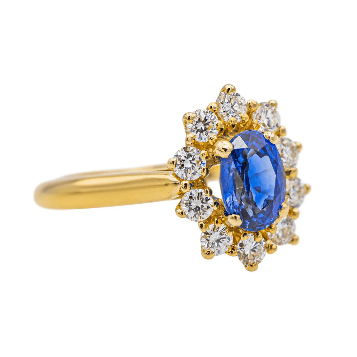 Bague Pompadour en or jaune, saphir et diamant - Image 5