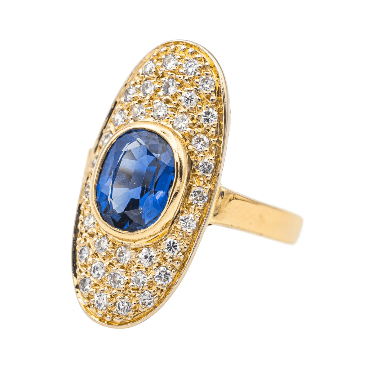 Bague Pompadour en or jaune, saphir et diamants