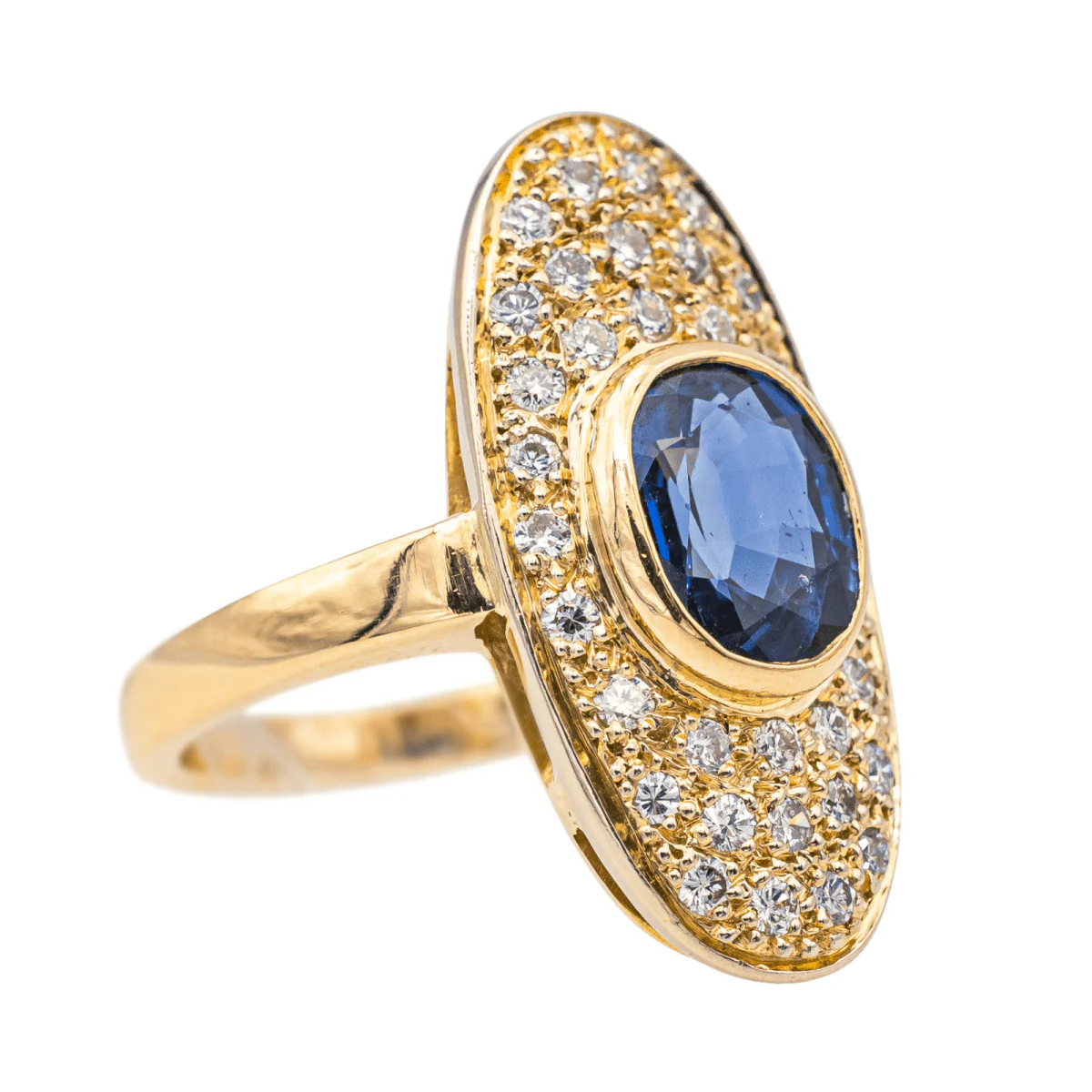Bague Pompadour en or jaune, saphir et diamants - Image 6