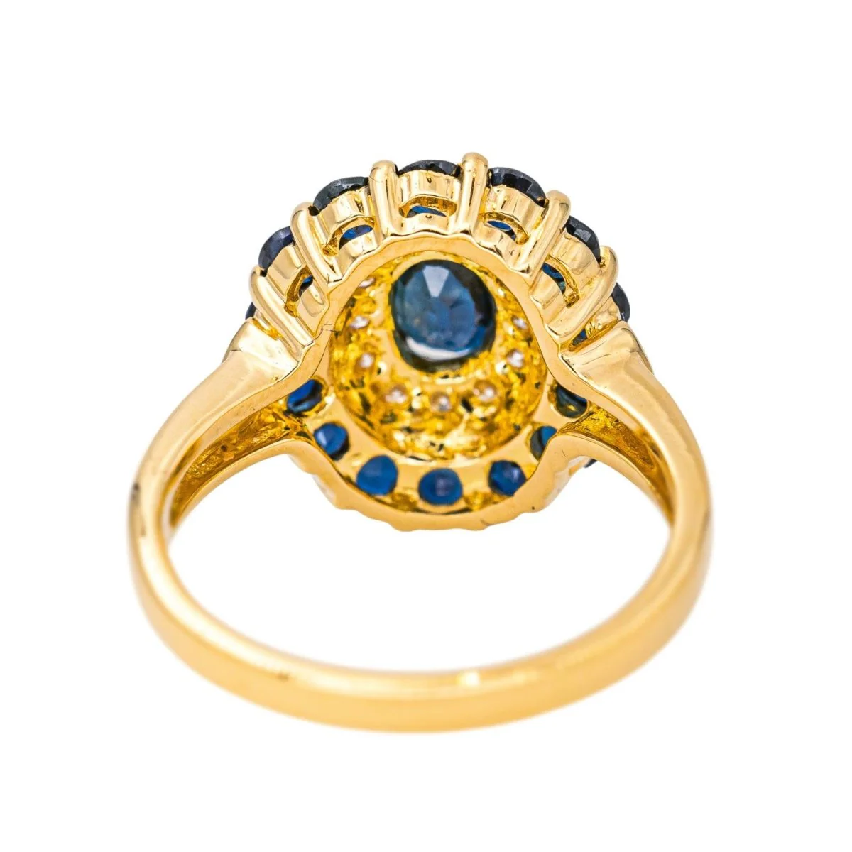 Bague Pompadour en or jaune, saphirs et diamants - Image 5