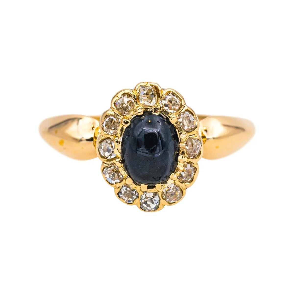 Bague Pompadour en or jaune, saphir et diamants