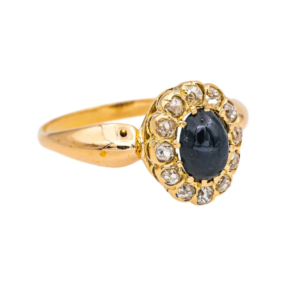 Bague Pompadour en or jaune, saphir et diamants - Image 6