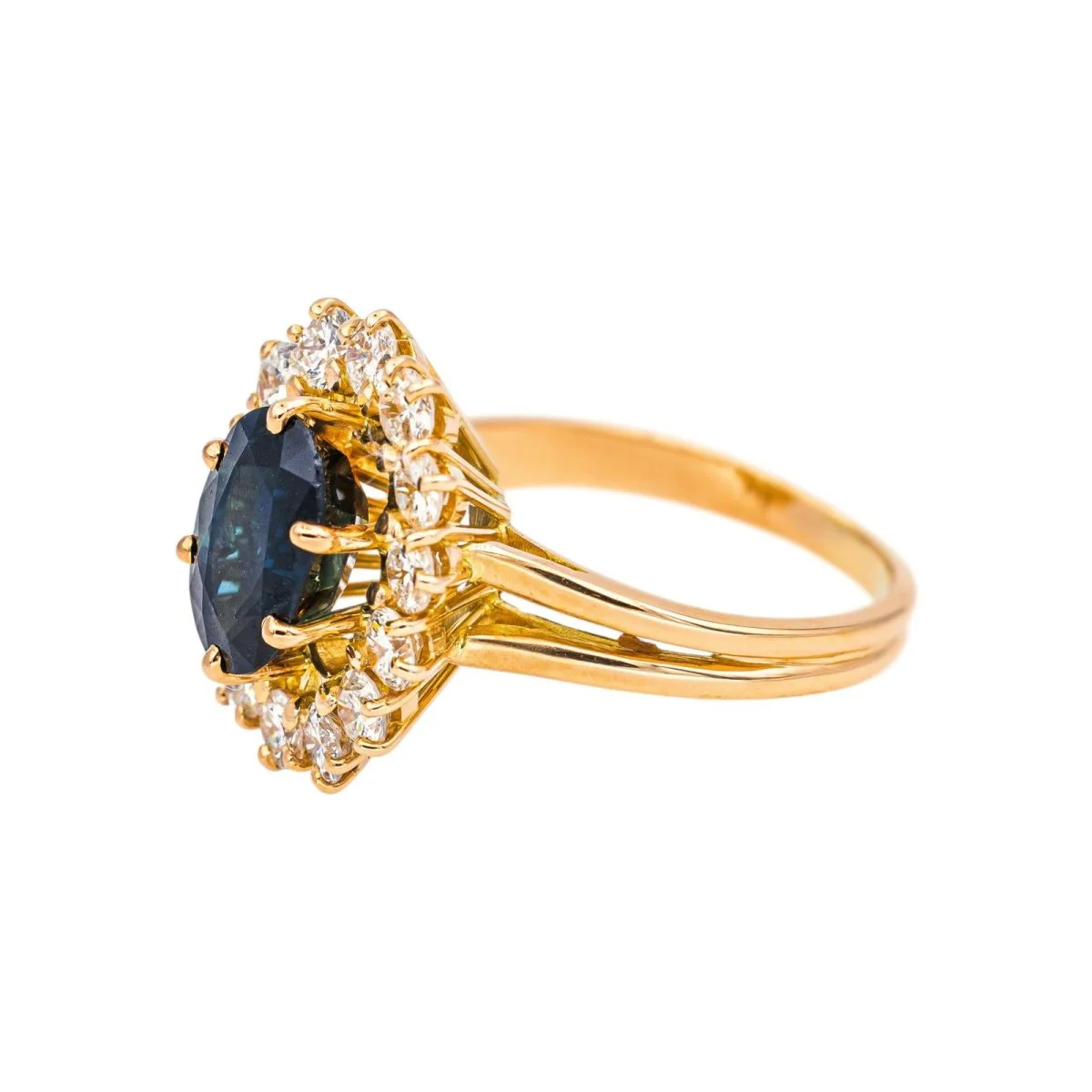 Bague Pompadour en or jaune, saphir et diamants - Image 4