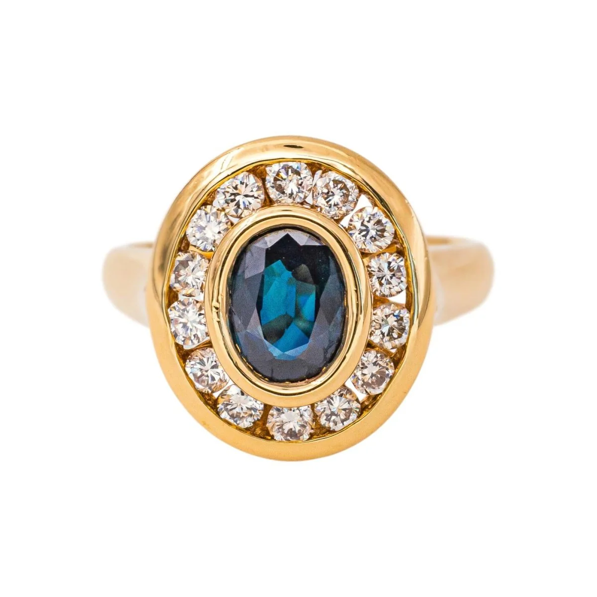 Bague Pompadour en or jaune, saphir et diamants