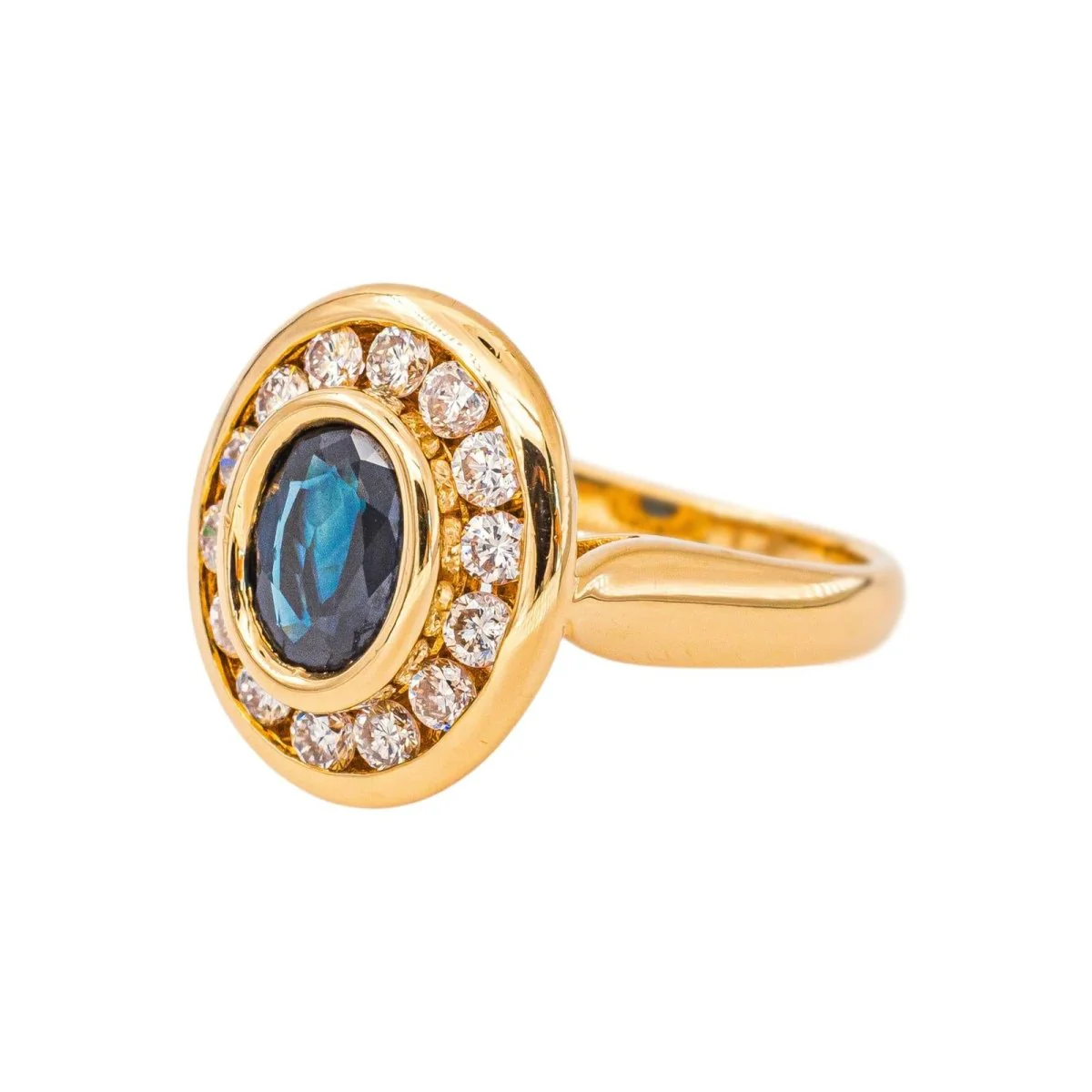 Bague Pompadour en or jaune, saphir et diamants - Image 3