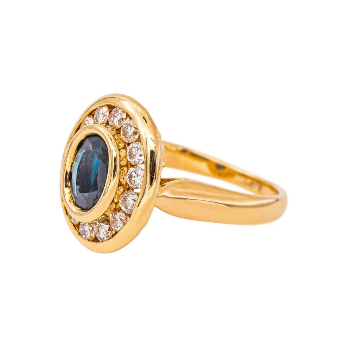 Bague Pompadour en or jaune, saphir et diamants - Image 4