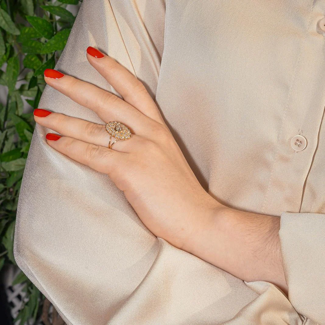 Bague Pompadour en or rose et diamants - Image 2