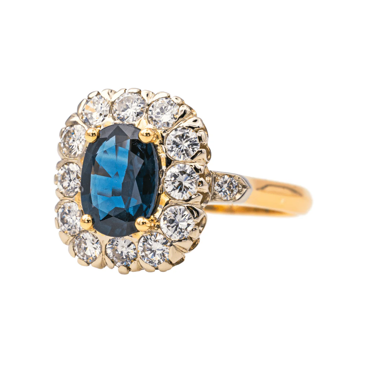 Bague Pompadour en or rose, or blanc, saphir et diamants - Image 3