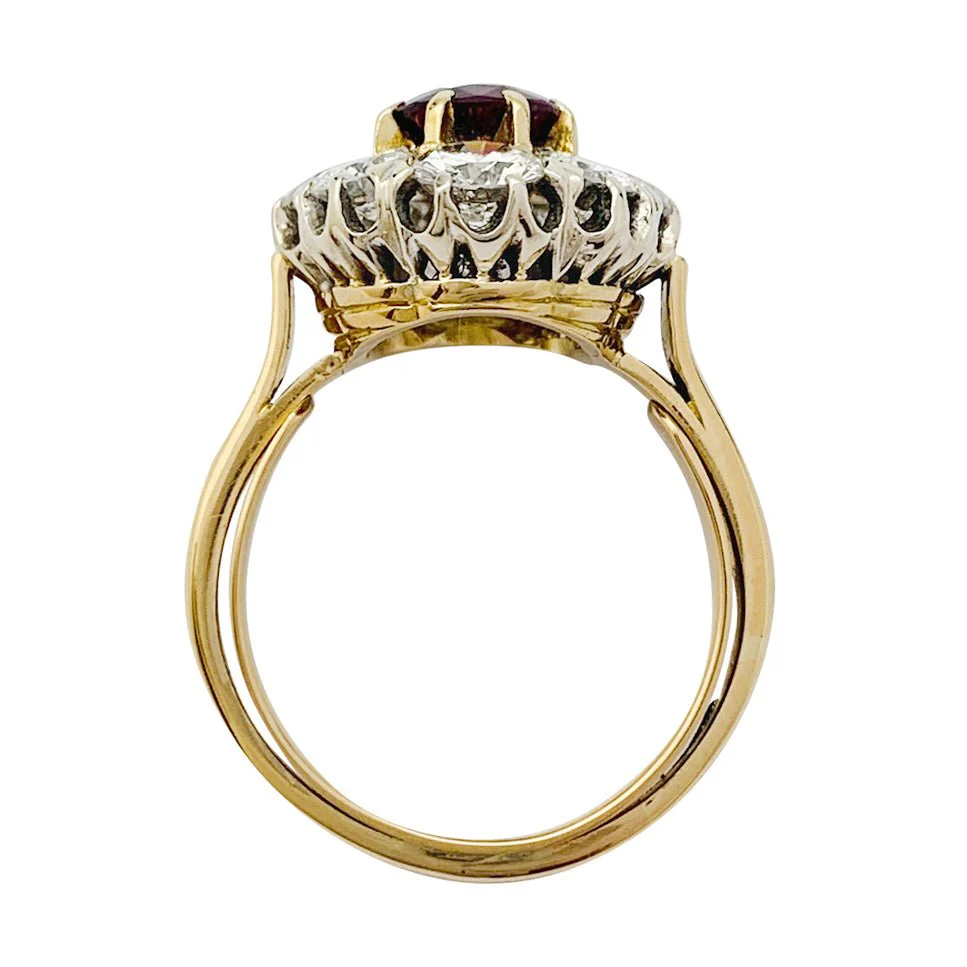 Bague pompadour rubis, diamants, or jaune - Image 7