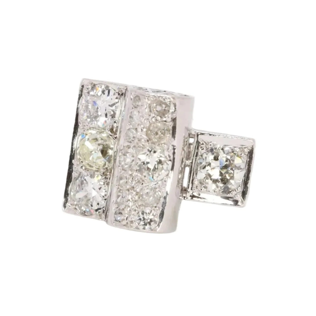 Bague Tank en or blanc, platine et diamants - Image 3