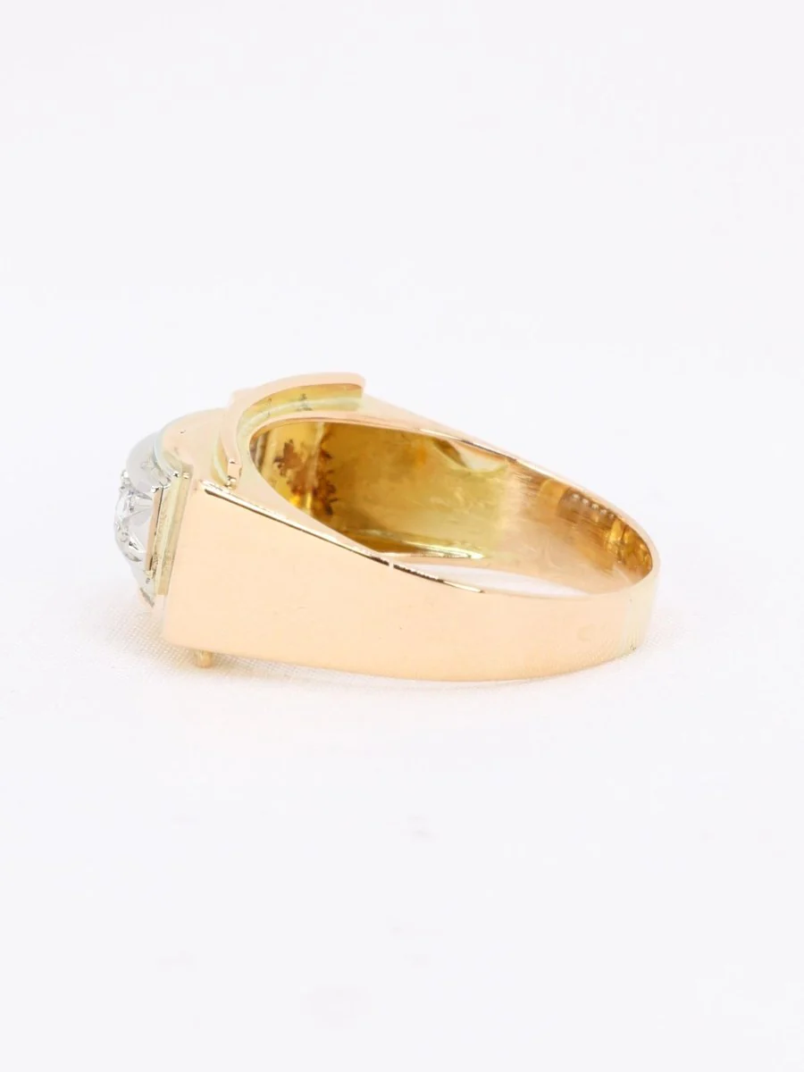 Bague pont or jaune diamants taille rose - Image 3