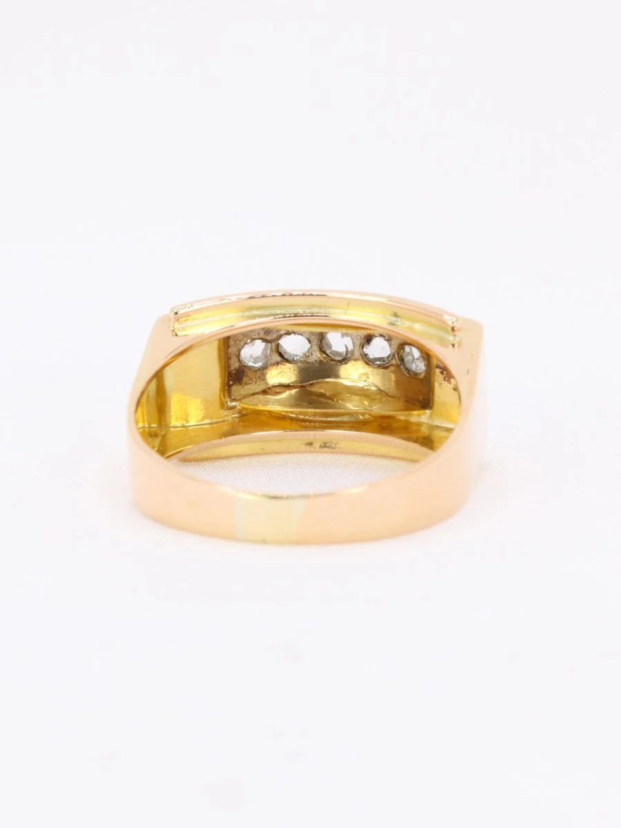 Bague pont or jaune diamants taille rose - Image 5