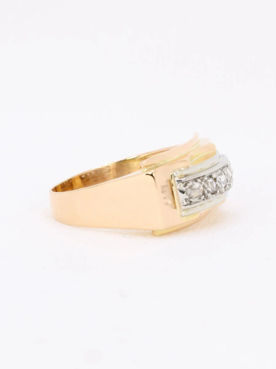 Bague pont or jaune diamants taille rose - Image 6