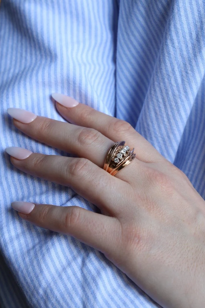 Bague Pont Or rose Diamant - Image 2