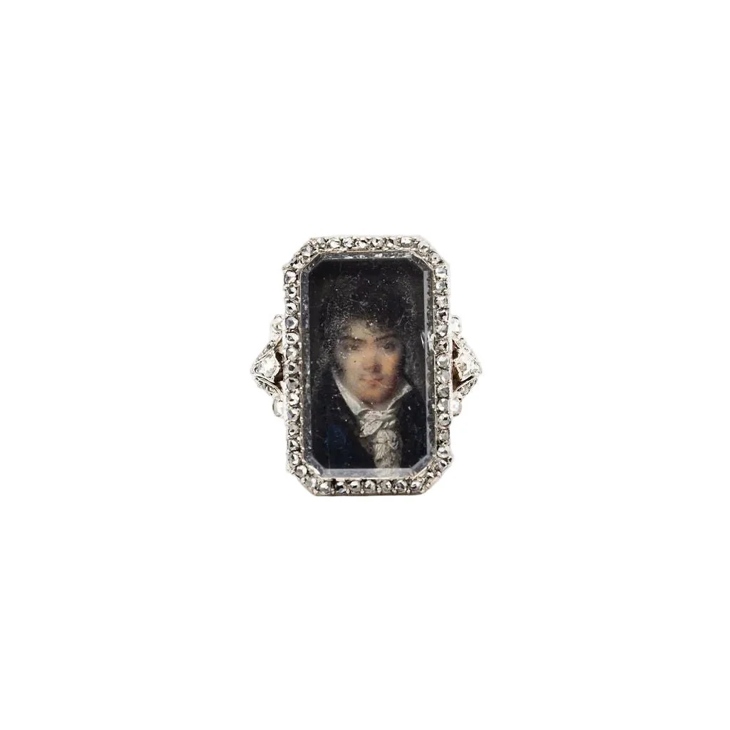 Bague en or jaune, argent et diamants