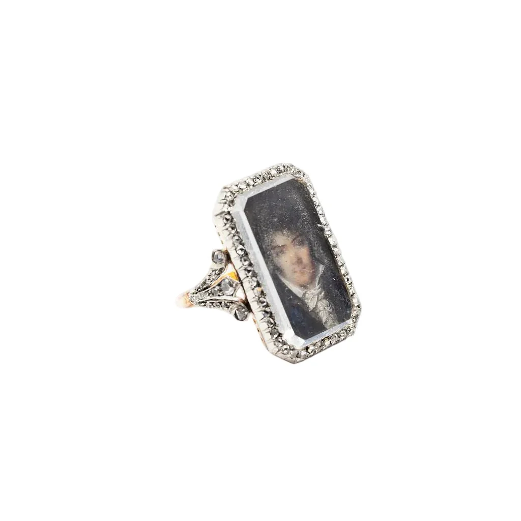 Bague en or jaune, argent et diamants - Image 3