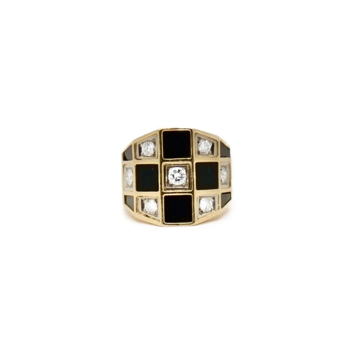 Bague Jonc VAN CLEEF & ARPELS. en or jaune, onyx et diamants