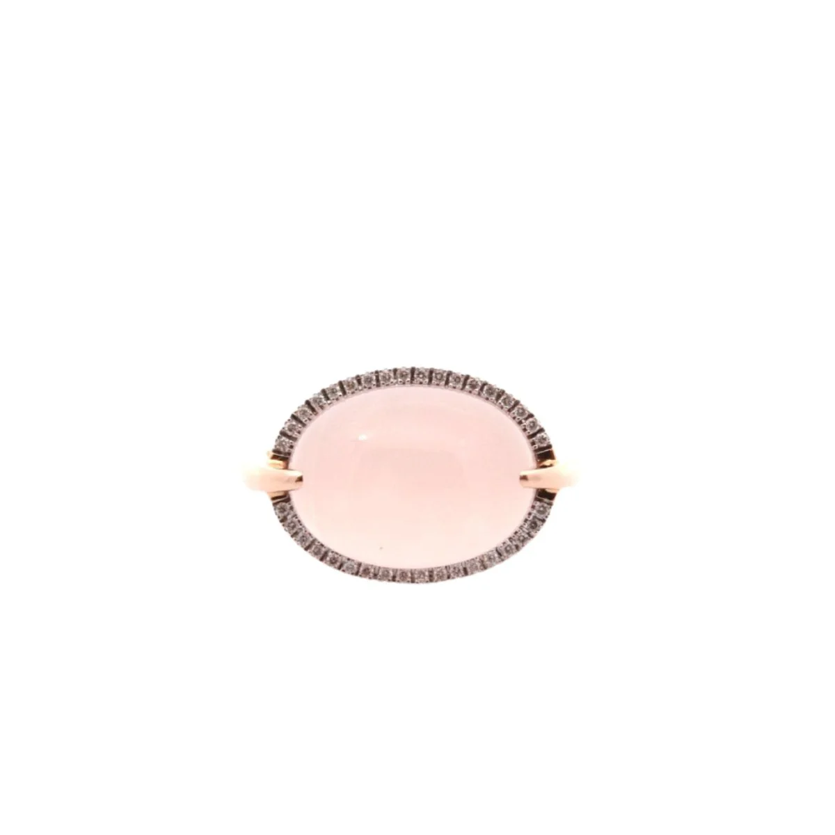 Bague en or blanc, quartz rose et diamants