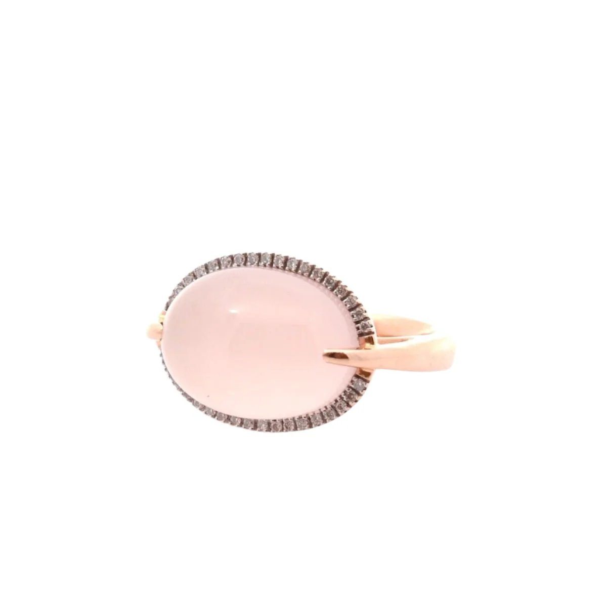 Bague en or blanc, quartz rose et diamants - Image 2