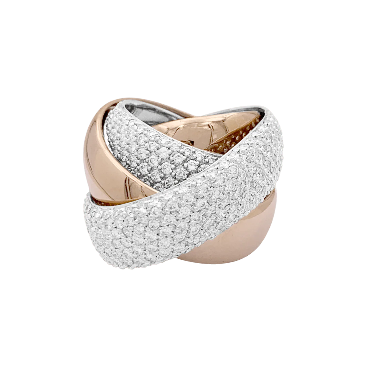 Bague Jonc en or jaune, or blanc et diamants