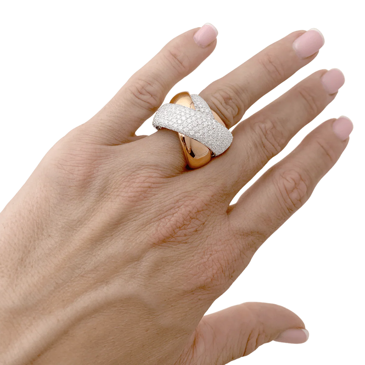 Bague Jonc en or jaune, or blanc et diamants - Image 2
