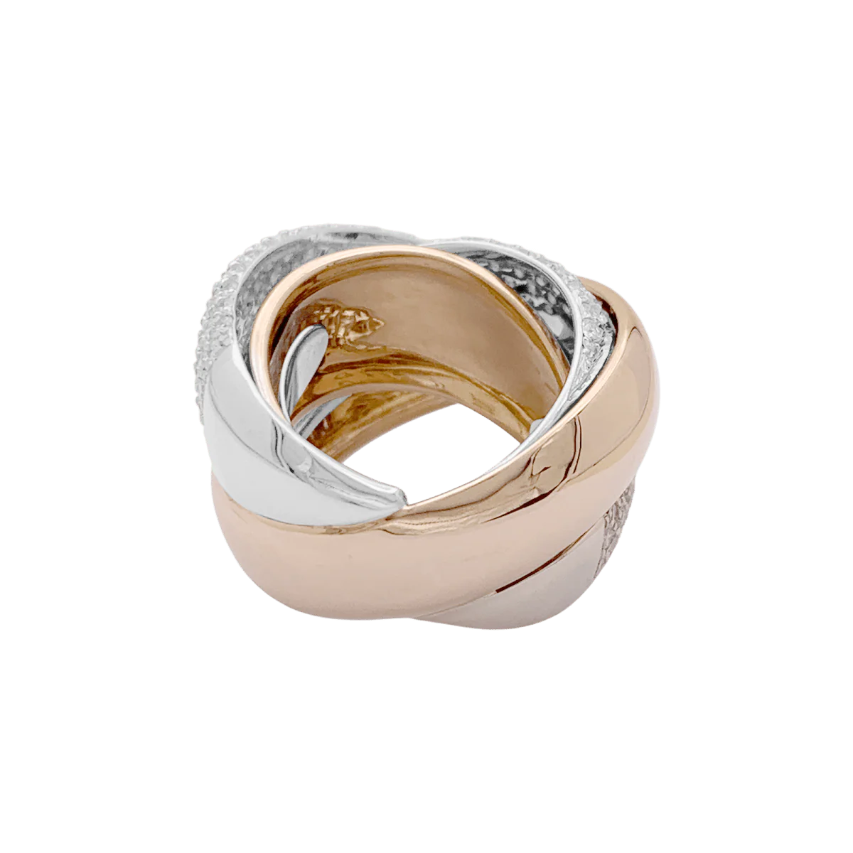 Bague Jonc en or jaune, or blanc et diamants - Image 4