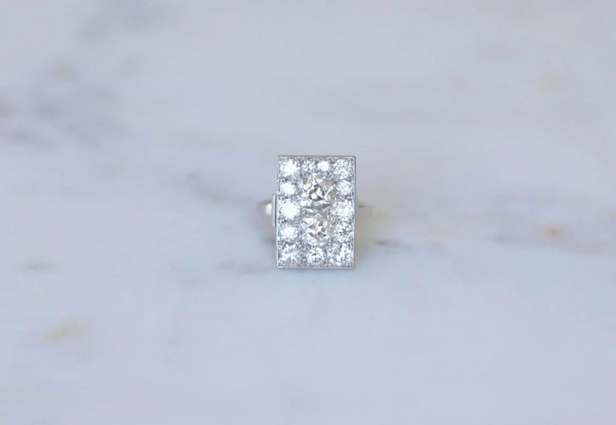 Bague Rectangulaire Art Déco Diamants 3,50 Cts - Image 2