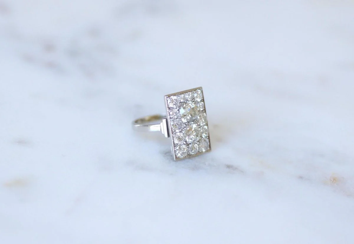 Bague Rectangulaire Art Déco Diamants 3,50 Cts - Image 4