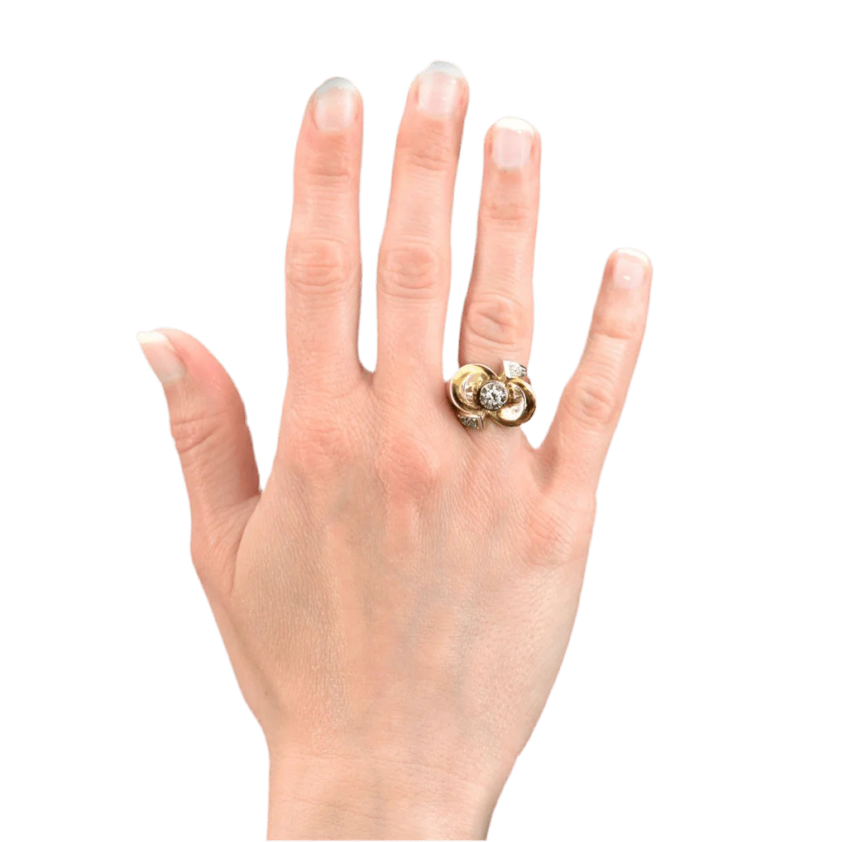 Bague Tank en or rose, platine et diamants - Image 2