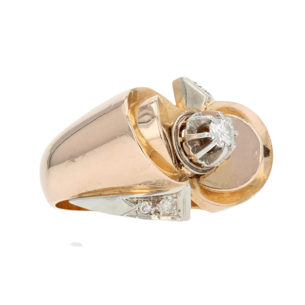 Bague Tank en or rose, platine et diamants - Image 5