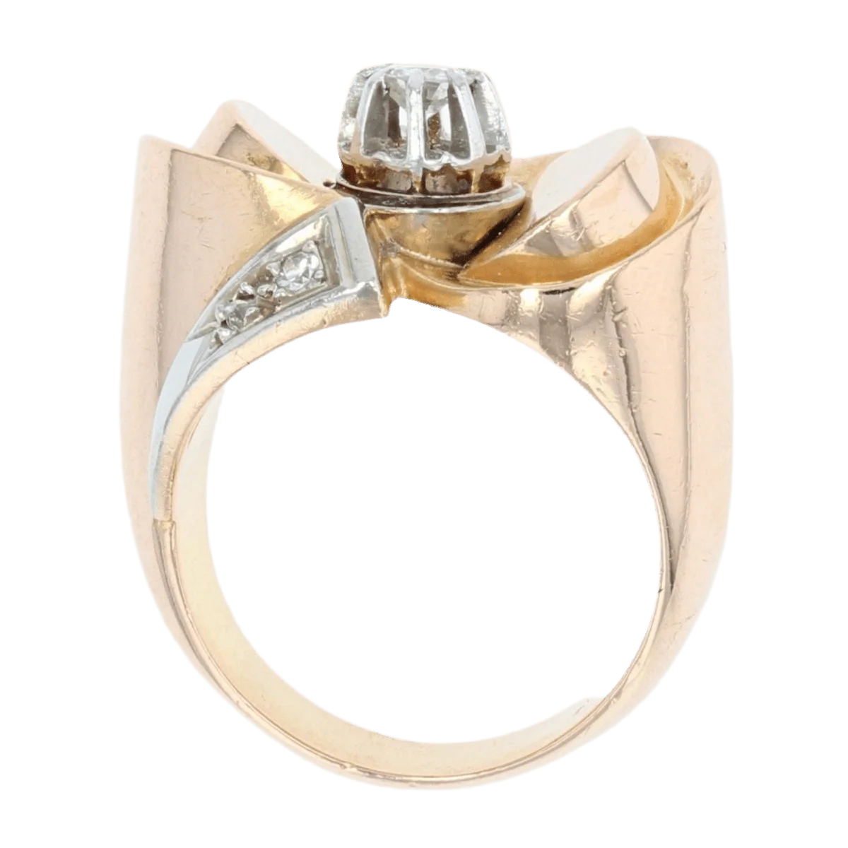 Bague Tank en or rose, platine et diamants - Image 6