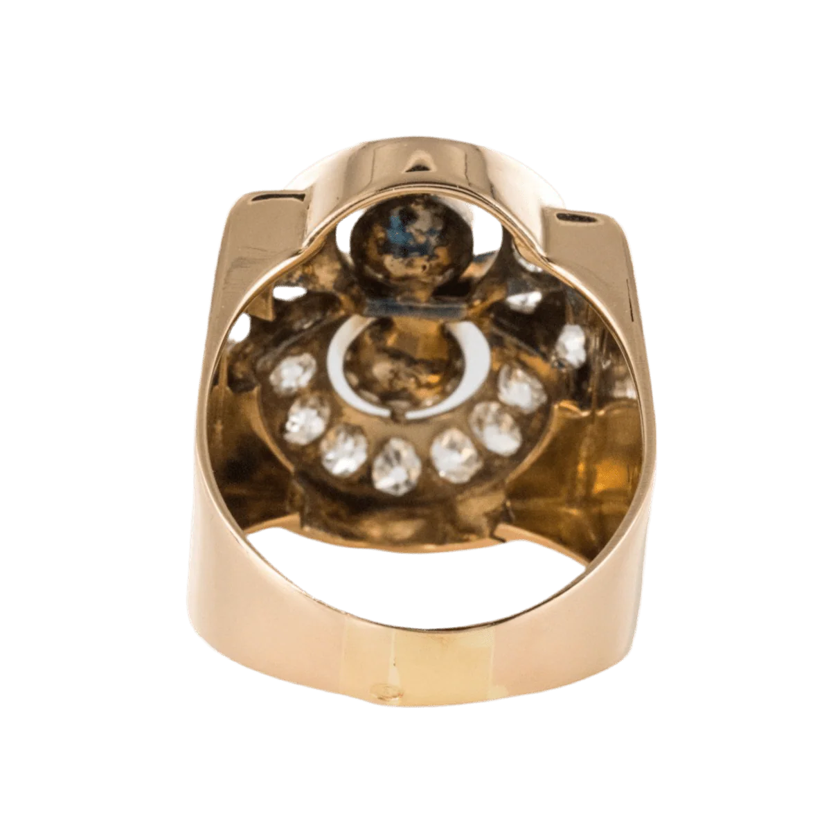 Bague Tank en or rose, platine, perles et diamants - Image 4
