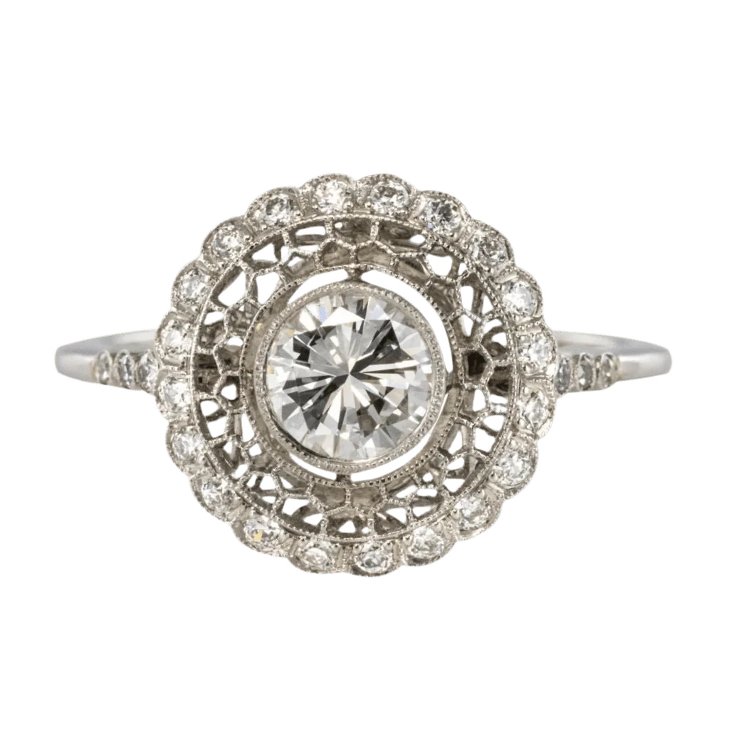 Bague Marguerite en platine et diamants