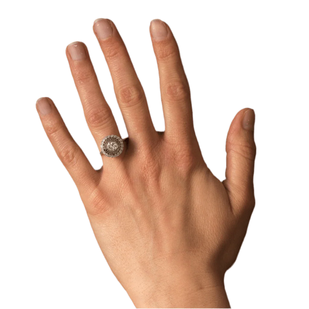 Bague Marguerite en platine et diamants - Image 2