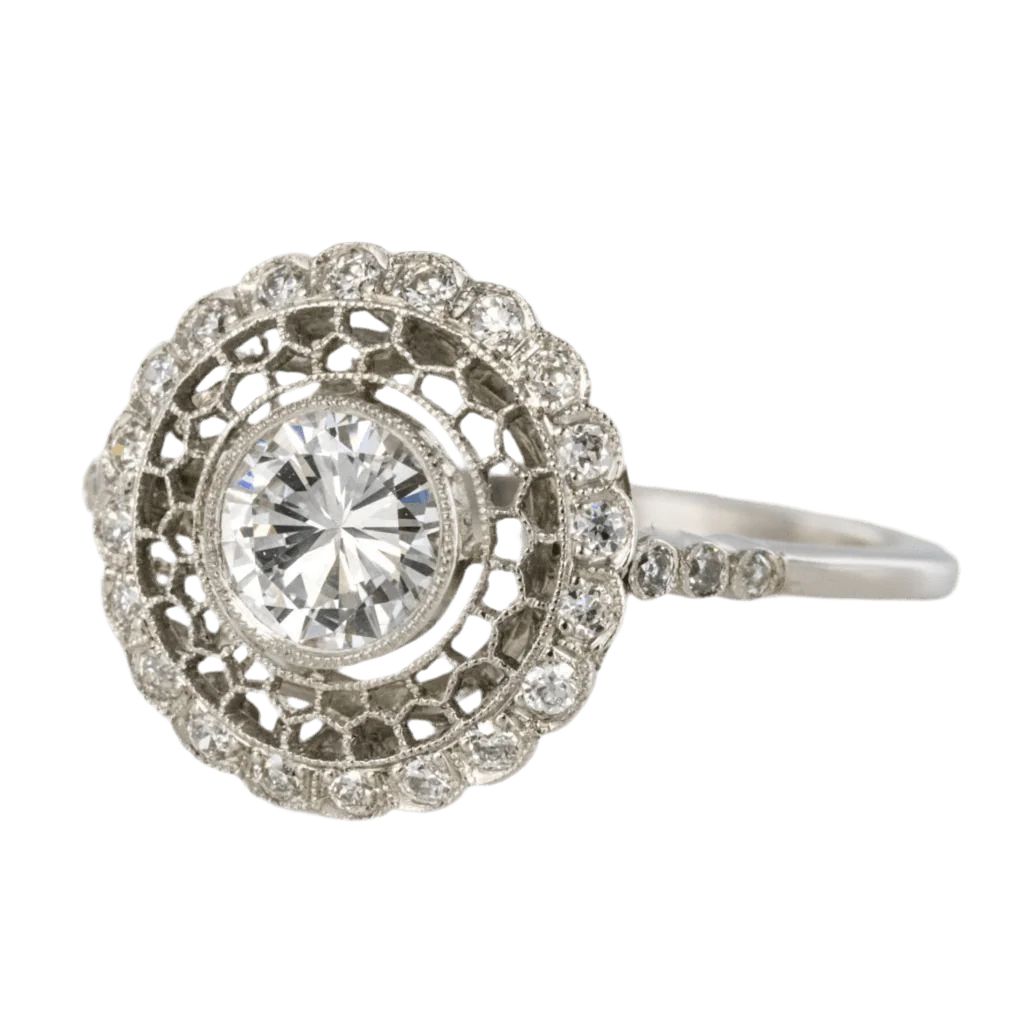 Bague Marguerite en platine et diamants - Image 3