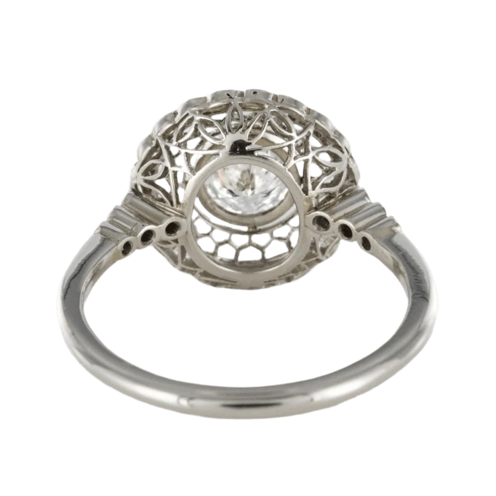 Bague Marguerite en platine et diamants - Image 4