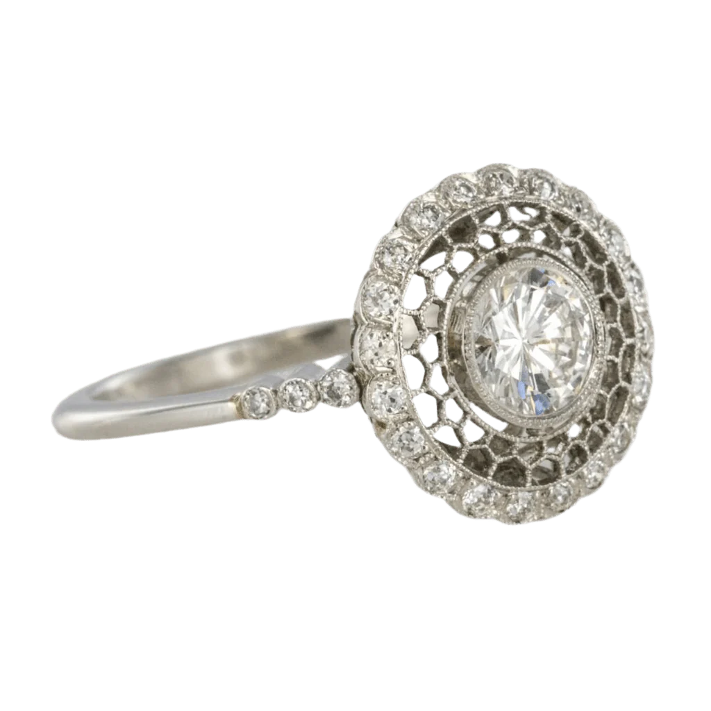 Bague Marguerite en platine et diamants - Image 5