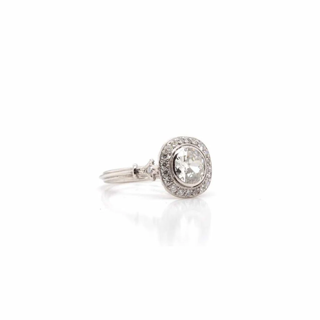 Bague Solitaire en platine et diamants - Image 2