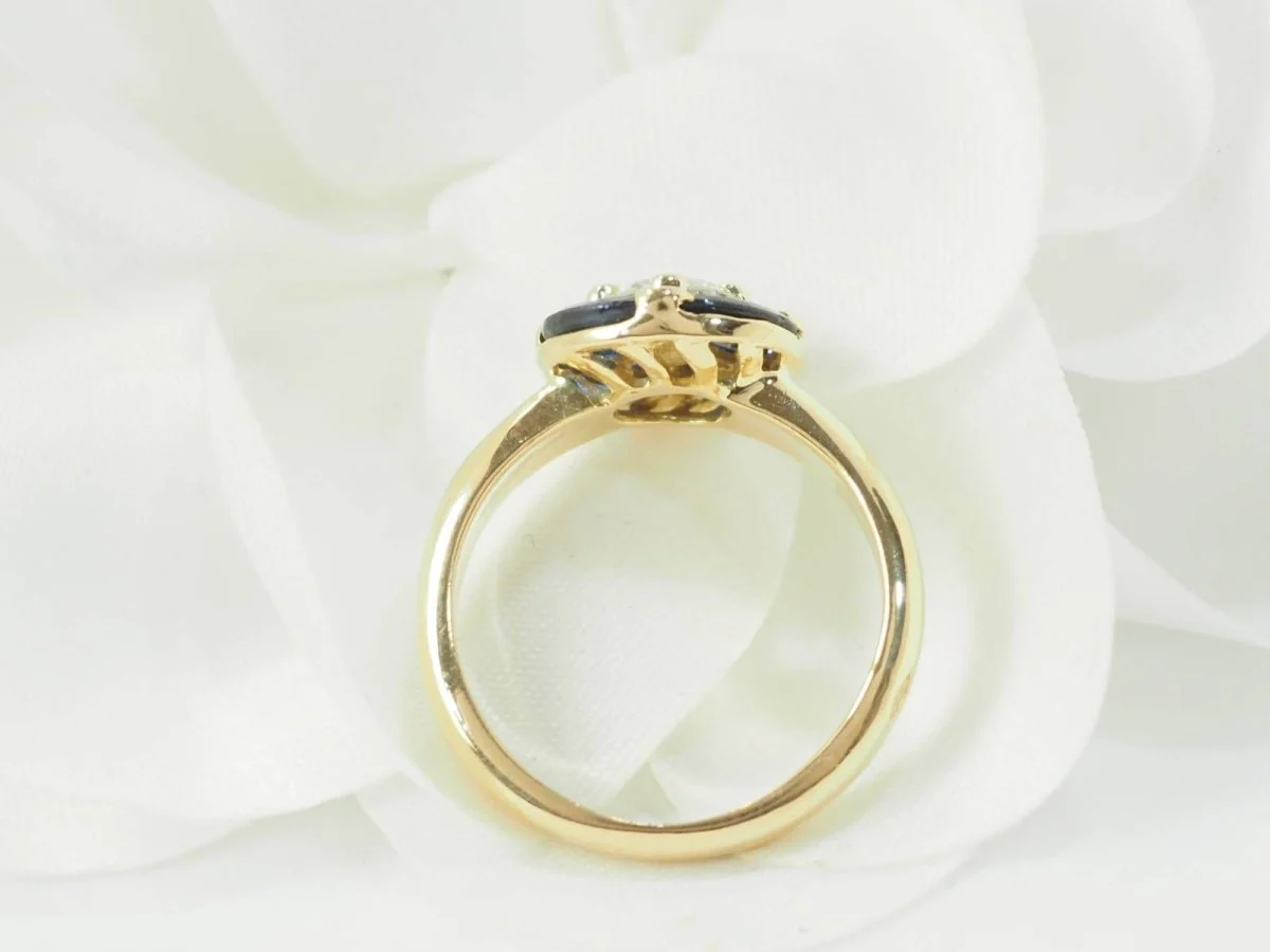 Bague Entourage en or jaune, saphirs et diamants - Image 10