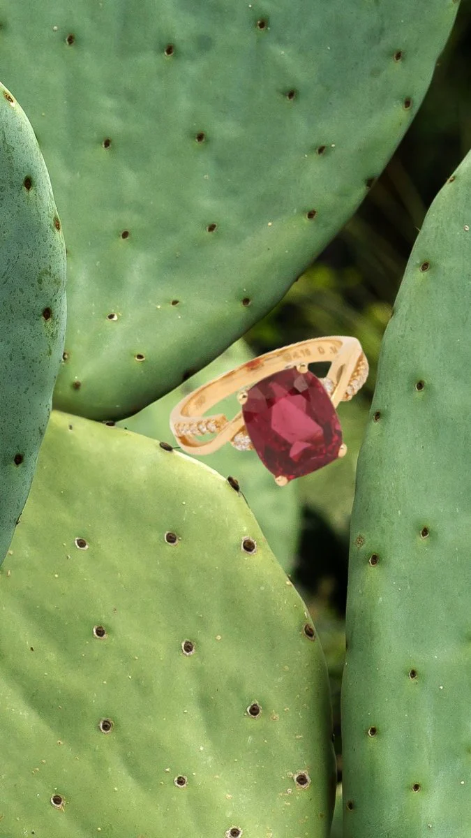 Bague Rubellite 4.16 Carats Diamants Or Jaune 18 Carats - Image 6