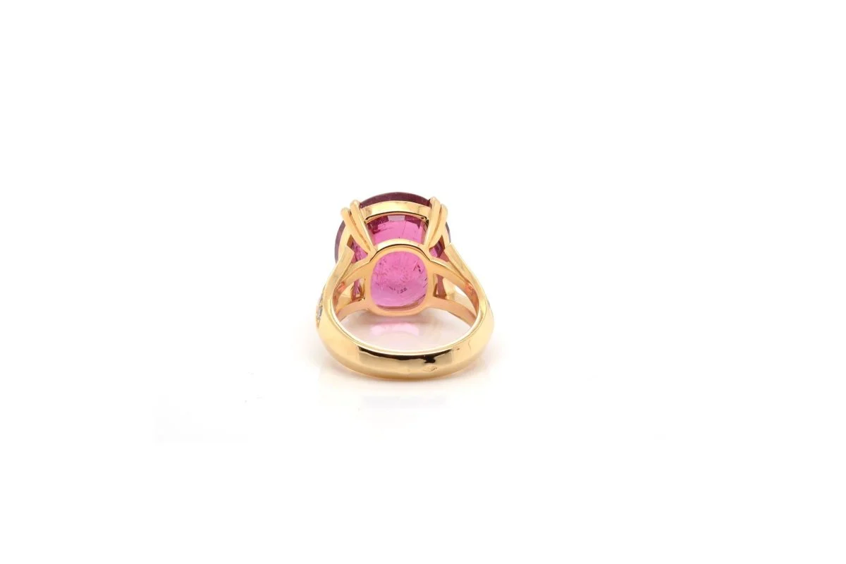 Bague rubellite et diamants en or jaune - Image 6
