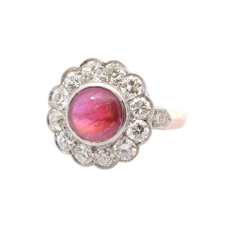 Bague Marguerite en or jaune, platine, rubis et diamants - Image 2