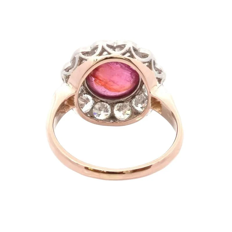 Bague Marguerite en or jaune, platine, rubis et diamants - Image 3