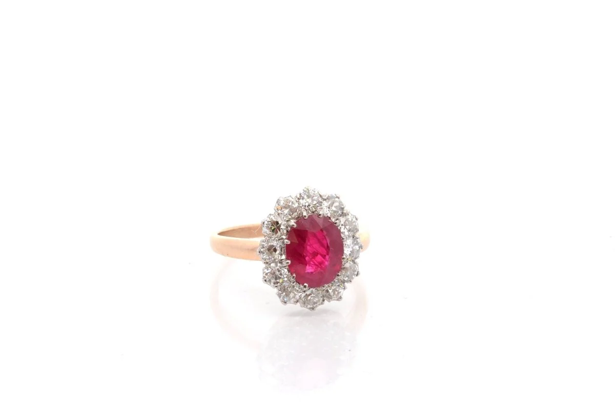 Bague rubis et diamants en platine et or - Image 4