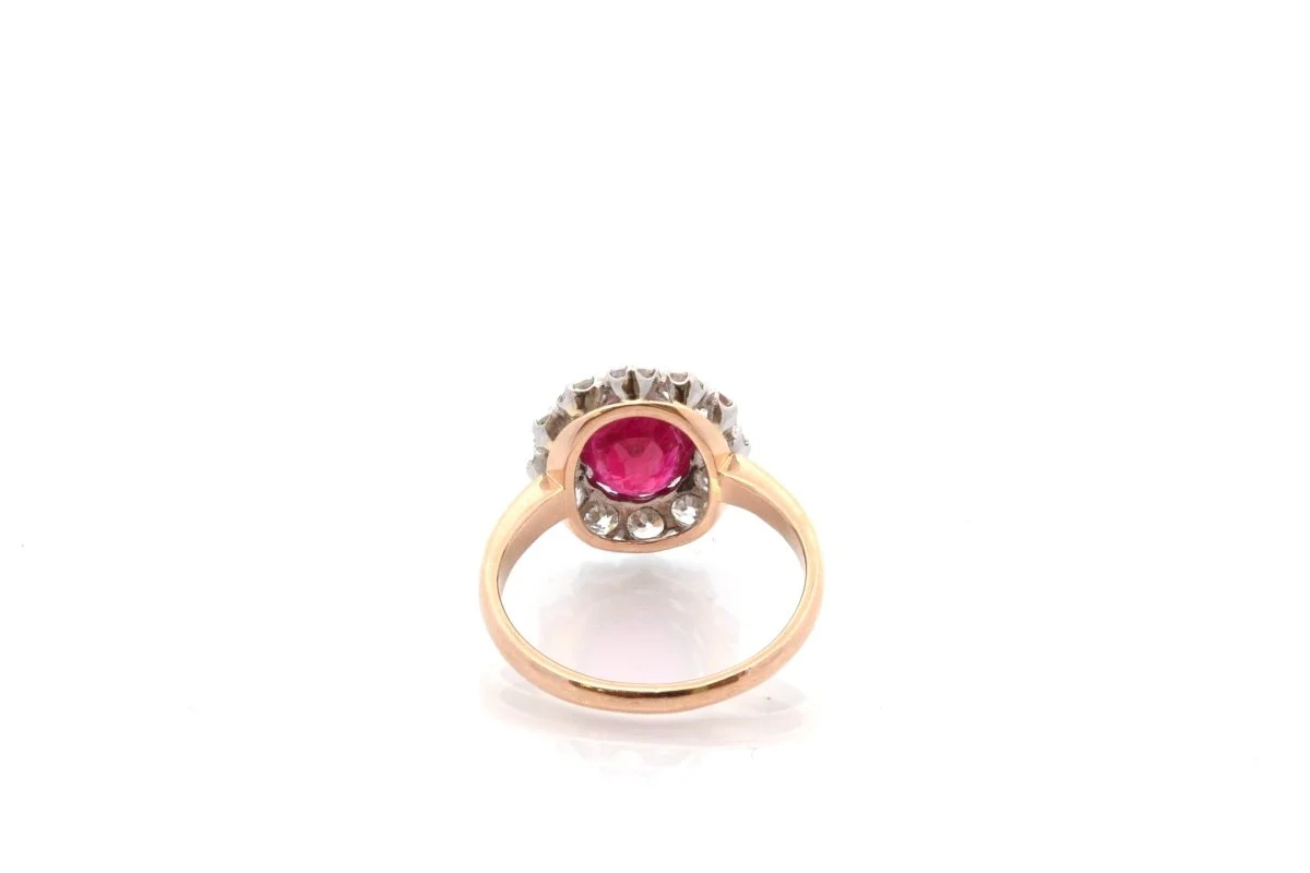 Bague rubis et diamants en platine et or - Image 5