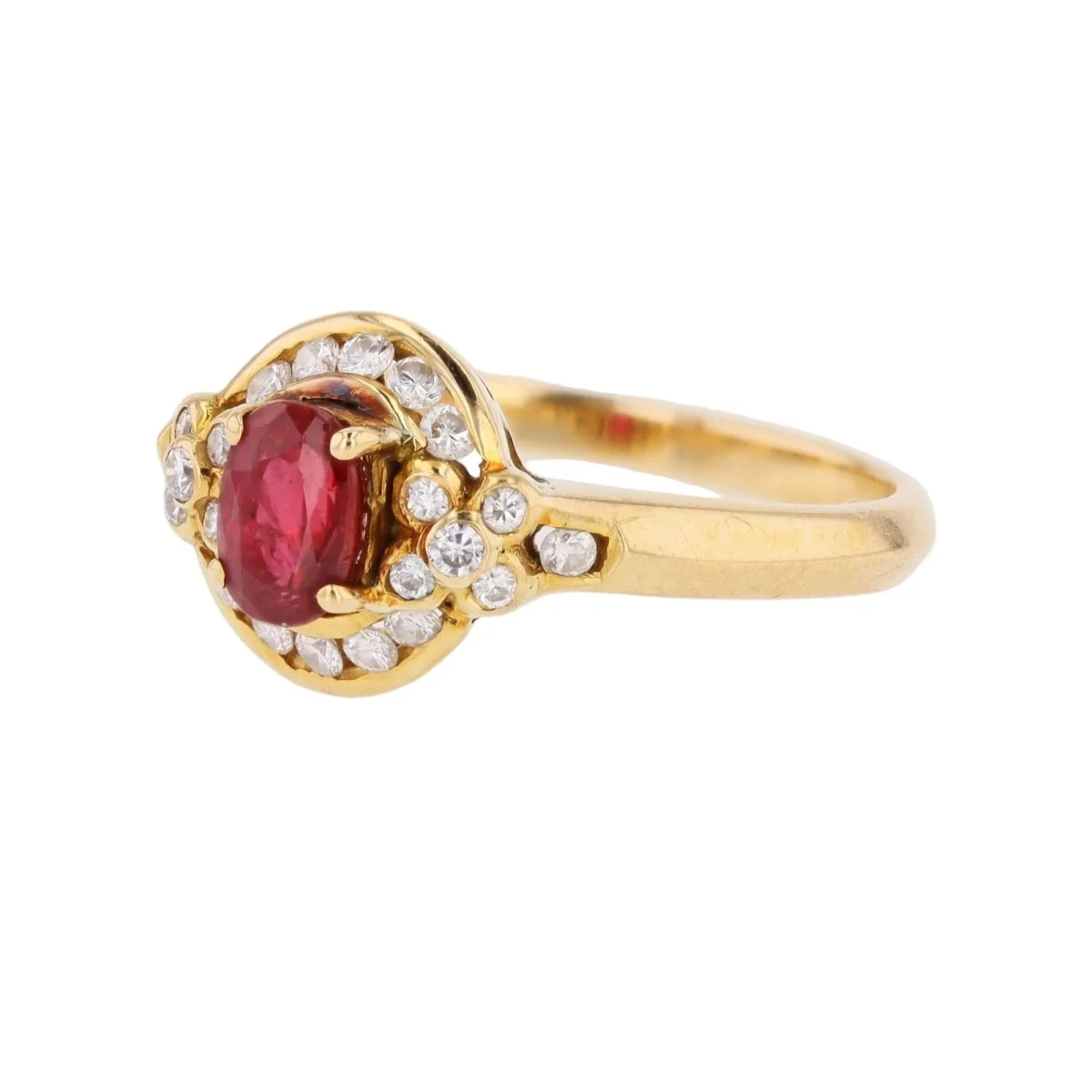 Bague Entourage en or jaune, rubis et diamants - Image 3
