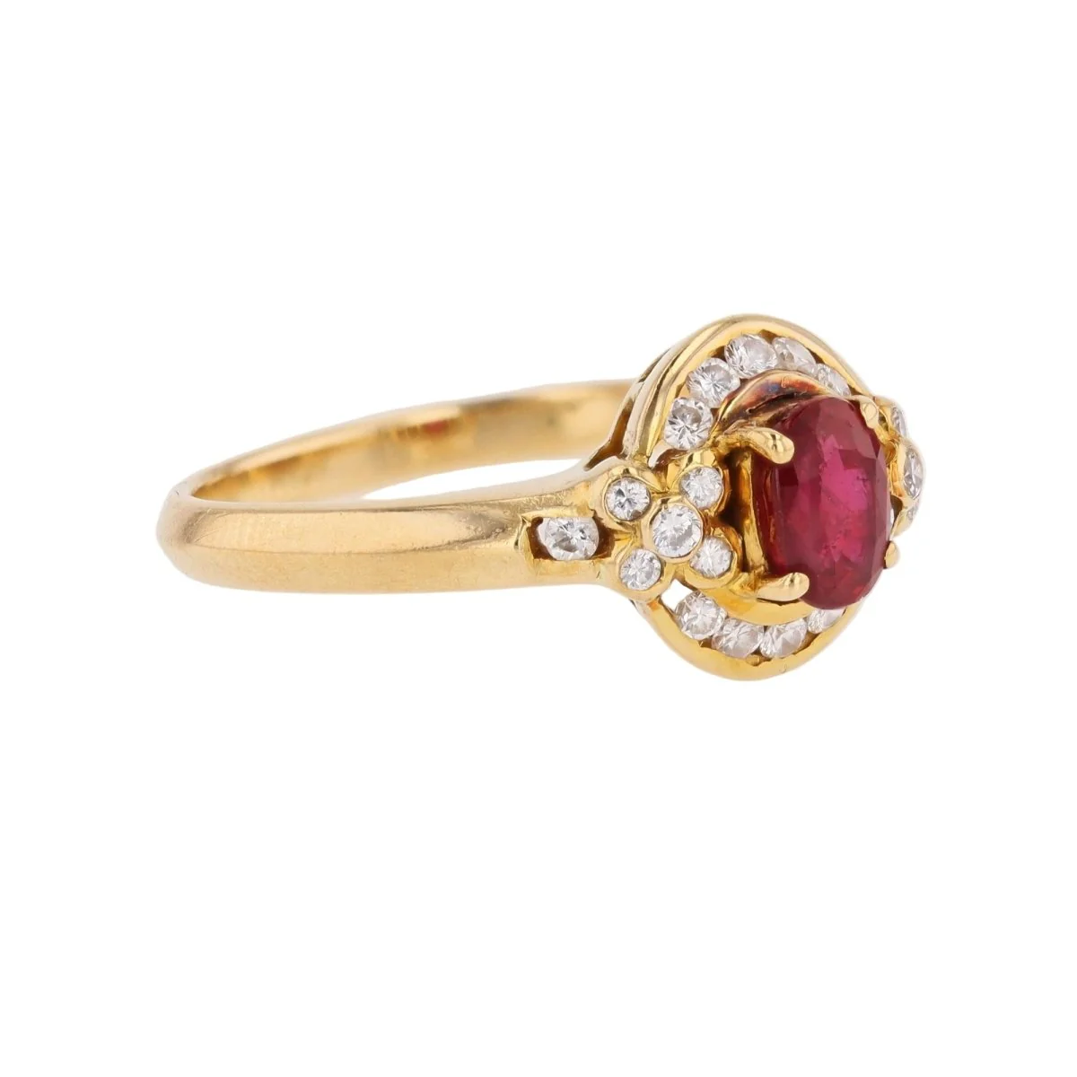 Bague Entourage en or jaune, rubis et diamants - Image 5