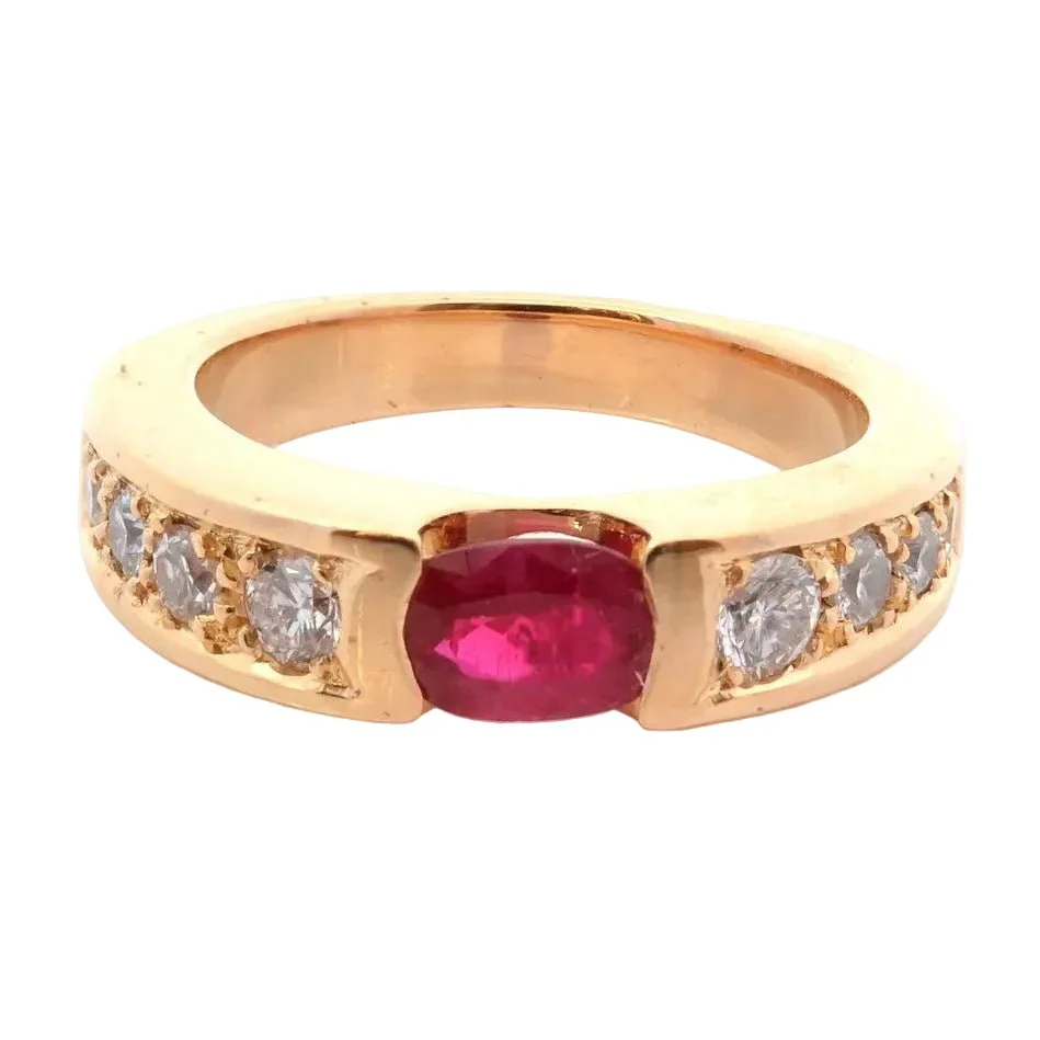 Bague Jonc en or jaune, rubis et diamants