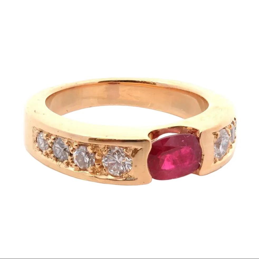 Bague Jonc en or jaune, rubis et diamants - Image 4